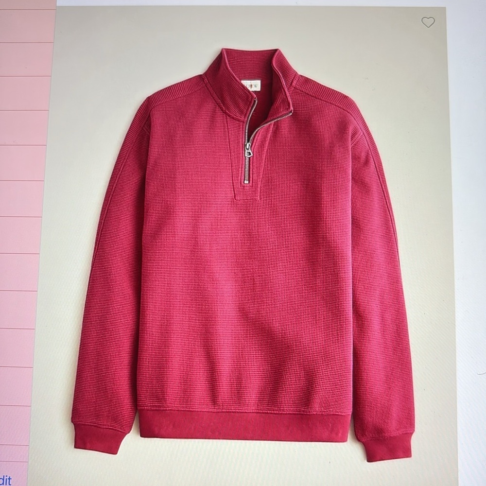J Crew Brushed Waffle Knit Half Zip Pullover M